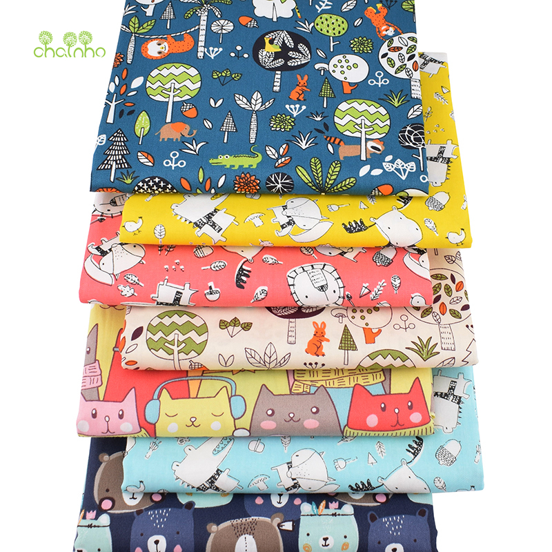 Animal Kingdom Cartoon Series,Printed Twill Cotton Fabric,Patchwork Cloth For DIY Sewing Quilting Baby&Child's Material,40x50cm