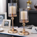 Creative Golden metal glass Retro Candlestick Candle holder romantic dining table Crafts Decoration Modern home decoration