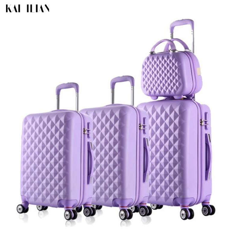 3pcs luggage sets suitcase on wheels Women spinner rolling luggage ABS travel suitcase set hardside trolley case free shipping