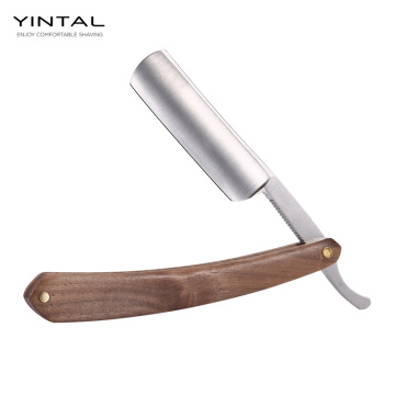 YINTAL Blank Men Shaving Straight Razor Classic Pure Beech Wood Handle Barber Razors Sharpened Preliminary Knife Razor