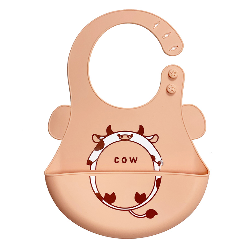 New Cute Cartoon Animal Print Baby Bibs Adjustable Bib Feeding Waterproof Soft Silicone Newborn Bib Baby Care Accessories
