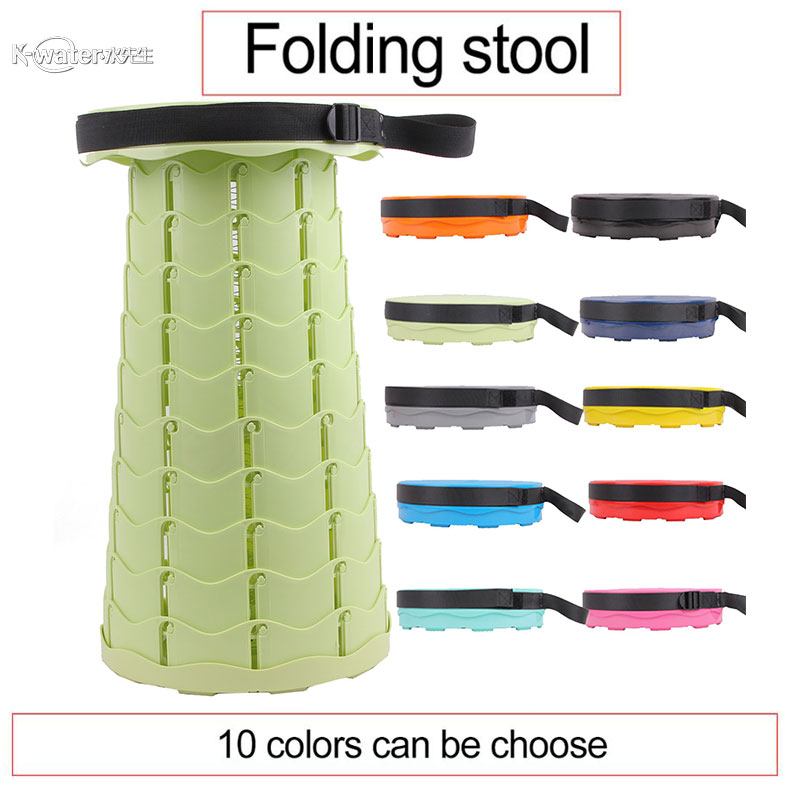 Retractable Portable Folding Stool Chiar Outdoor Camping Convenient Fishing Plastic Chairs Foldable Pocket Simple