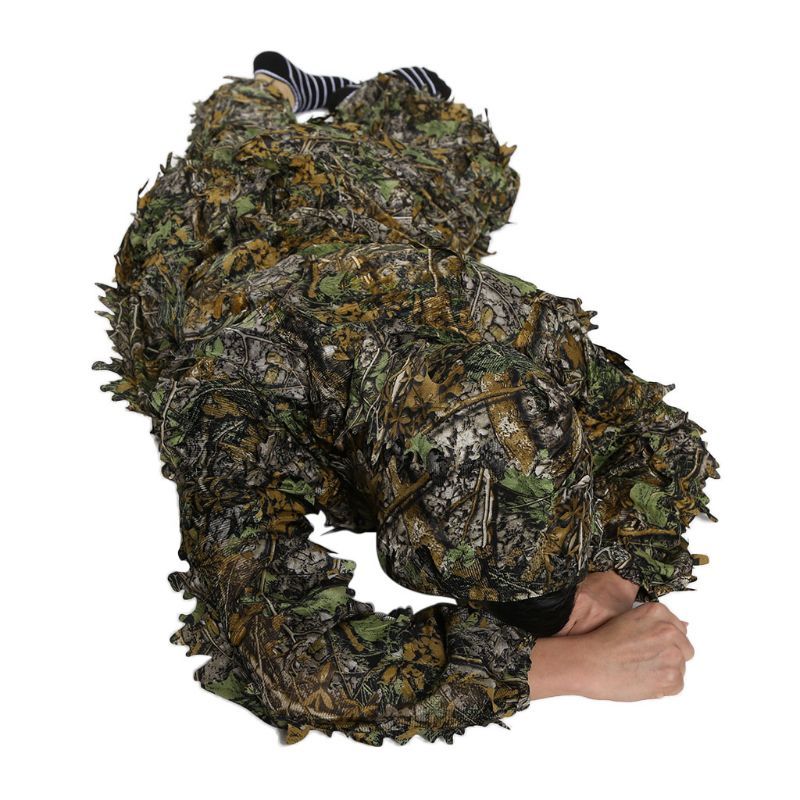 Outdoor Ghillie Suit Camouflage Hunting Clothes Jungle Suit CS Training Leaves Clothing Men Women Suit Pants Hooded Jacket