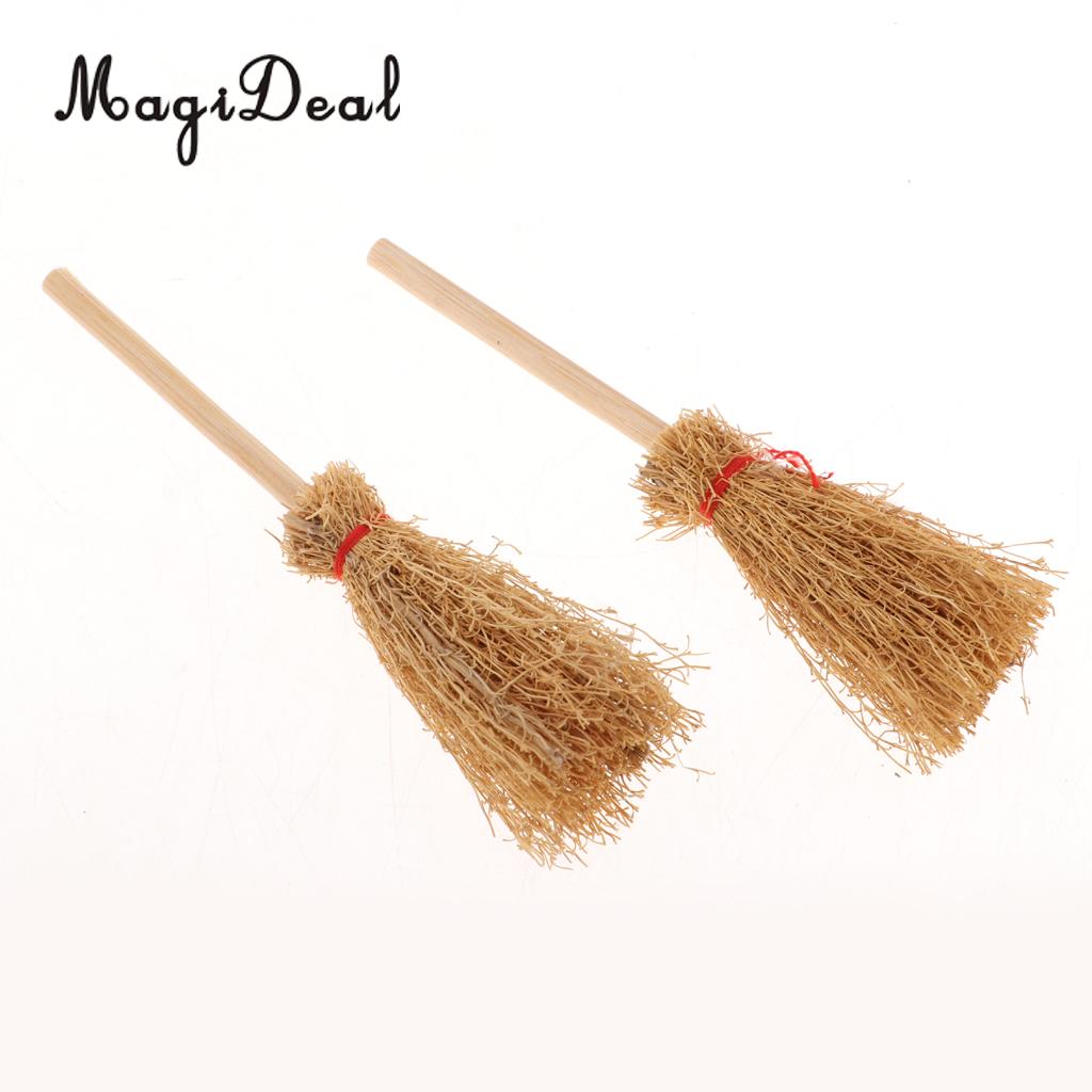 1/12 Doll House Decoration Accessories Mini Bamboo Broom Model Dollhouse Miniature Cleaning Tools Kit Pretend Play Toy 10 Pieces