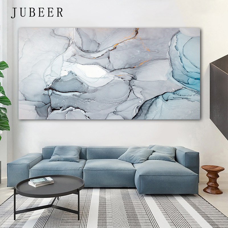 Nordic Style Abstract Color Canvas Painting Marble Pattern Wall Art for Living Room Watercolor Painting Wall Posters and Prints