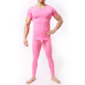 Men's Undershirt Pant Set Ultra-thin Cool Spandex Thermal Sleep Underwear Shirt & Pant Set