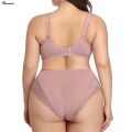 Beauwear Lace Wave Stripe Underwear For Women Soft Cup Minimizer Bra And Super Thin Breathable Brief Plus Size Bra And Panty Set