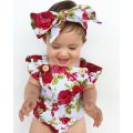 Cute Floral Romper 2pcs Baby Girls Clothes Jumpsuit Romper+Headband 0-24M Age Ifant Toddler Newborn Outfits Set Hot Sale