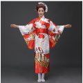 Hot Sale Red Fashion Women Kimono Yukata Haori With Obi Japanese Style Evening Party Dress Asian Clothing Flower One Size