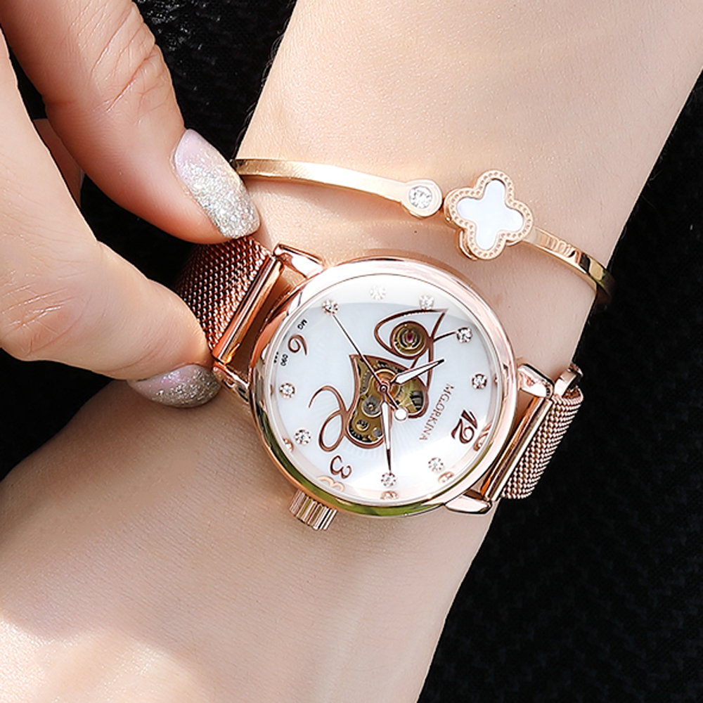 New Love Automatic mechanical watches Women Rose Gold watch Lady relojes mujer women wristwatches Girl Dress Clock Montre Femme