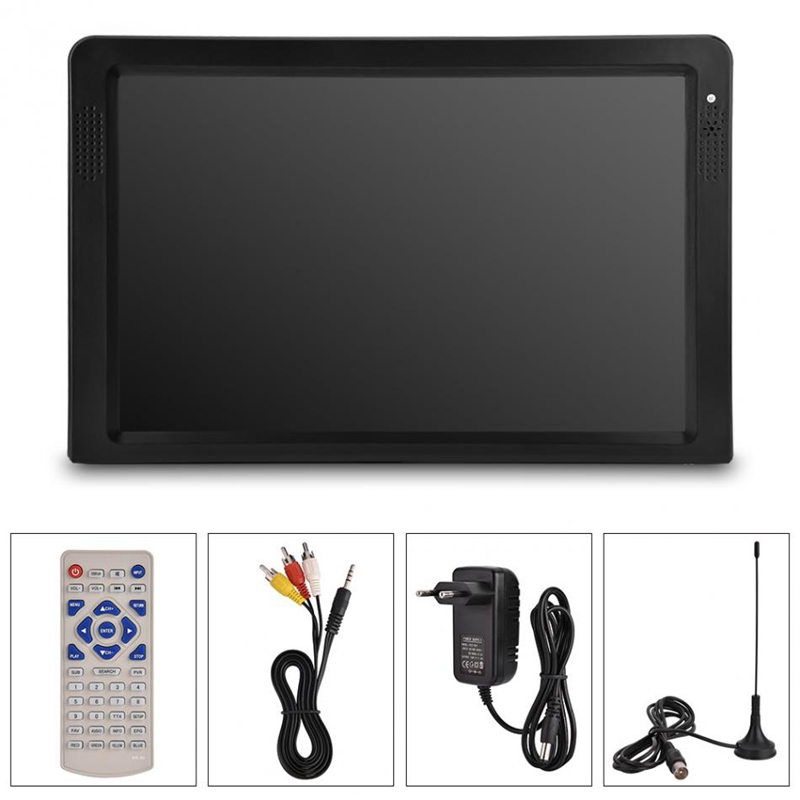 Portable 12 Inch Tft Led 1080P Hd Pvr H.265 Dvbt2 Digital Analog Tv Car Television Support Usb Tf Card Reader Us Plug