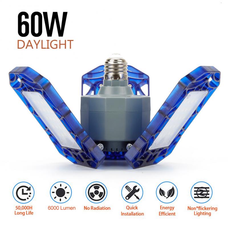 40W 60W E26 LED Lamp AC85V-265V LED Bulb Deformable High Power Smart Light For Gym Warehouse Garage Basement Factory Industrial