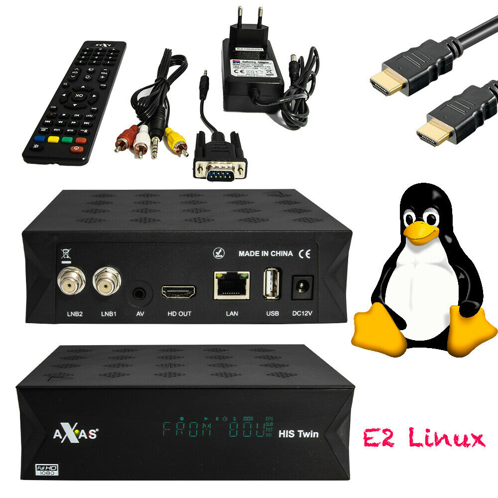 Axas His Twin DVB-S2/S HD Enigma 2 Satellite TV Receiver WiFi + Linux E2 Open ATV H.265 TV Box Fat Decoder