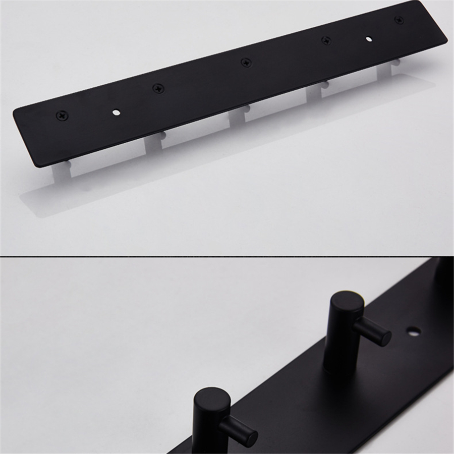 Black Robe Hook Bathroom Stainless Steel Towel Hook Bag Hat Hook Wall Mounted Clothes Coat Hook Wall Hanger Bathroom Hardware