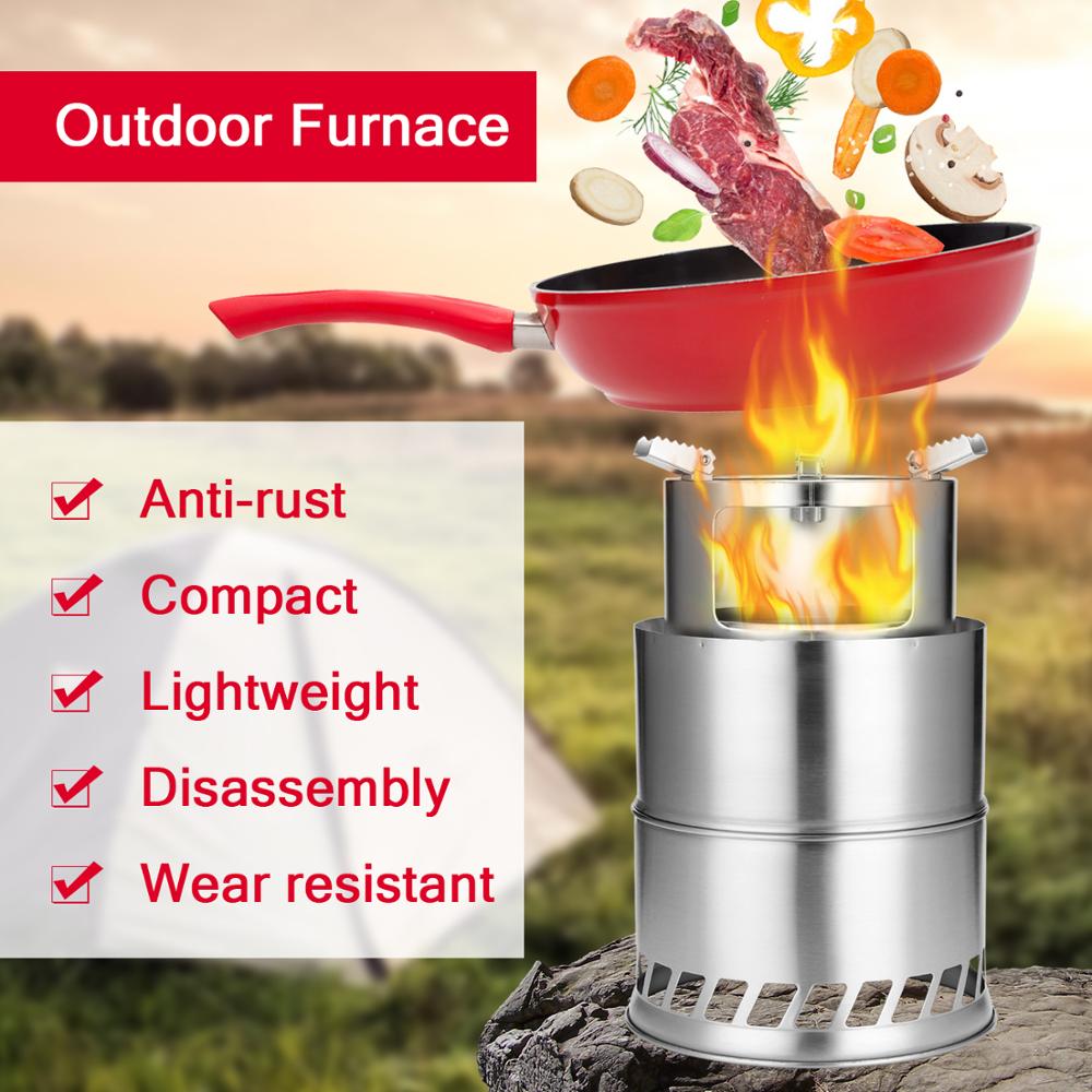 Camping Stove Windproof Wood Stove AT6319/AT6318 Detachable Wood Foldable Camping Stove Outdoor Furnace Picnic BBQ Cooking Stove