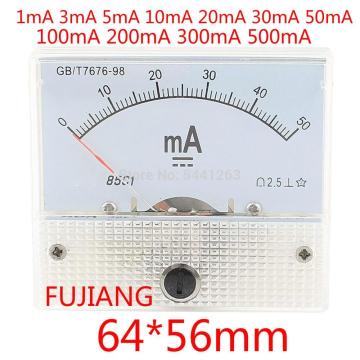 85C1 Analog Current Panel Meter DC 1mA 20mA 30mA 50mA 100mA 200mA 500mA Ammeter for Circuit Testing Ampere Tester Gauge 1 PCS