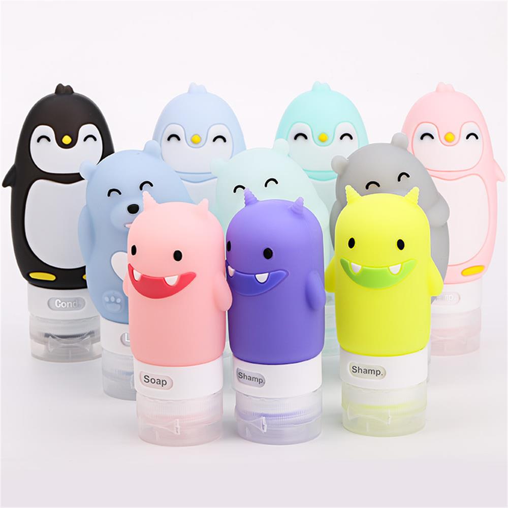 60/80/90ML Food-grade Silicone Bottles Makeup Shampoo Shower Gel Lotion Sub-bottling Tube Cute Travel Squeeze Empty Bottle