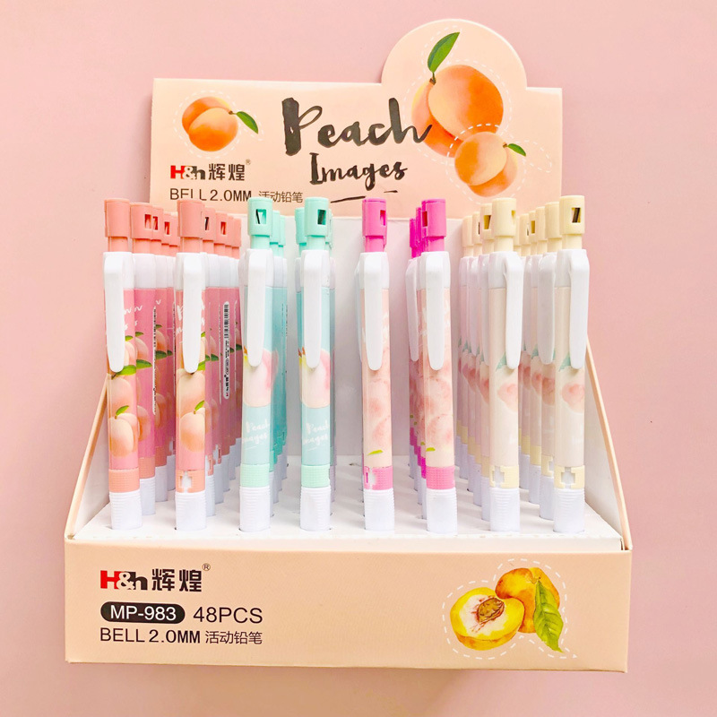 4 pcs/lot Cute Sweet Peach Images Mechanical Pencil Student Automatic Pencil School Office Supply Escolar Papelaria