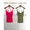 4.22 2020 Spring Summer New Women Fashion Contrast color Sexy Slim Knitted Tanks Camis