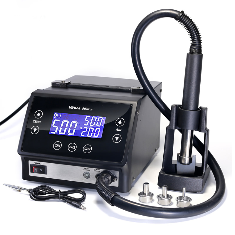 YIHUA 993DM Hot Air Gun Soldering Station Original ESD Intelligent LED Display Hot Air Rework Desoldering Station Lead Free