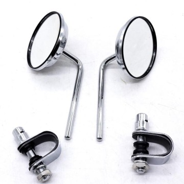 22-25mm Motorcycle Handlebar Rear View Mirrors Round Convex Clip-On Retro for Harley Honda Funbike Chopper Cruiser Cafe Racer