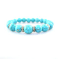 2018 Blue Turquoise Women Bracelet Silver Vermiculite Inlaid Bracelet for Men and Women Natural Stone Retro Female Bracelets