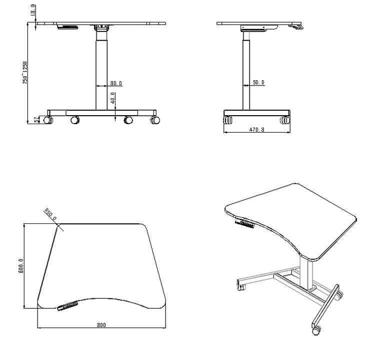 single leg standing desk