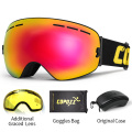 COPOZZ Ski Goggles with Case & Yellow Lens UV400 Anti-fog Spherical Ski Glasses Skiing Men Women Snow Goggles + Lens + Box Set