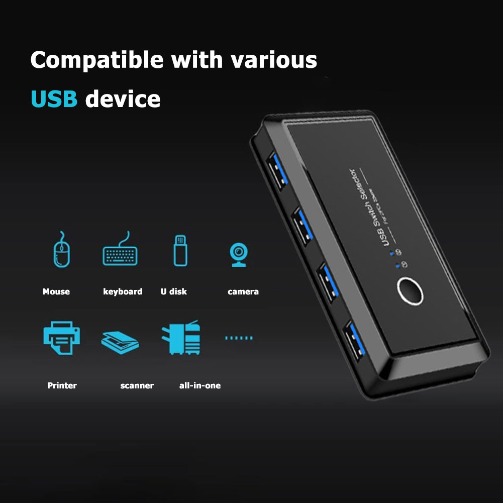 2 Computers Sharing 4 USB Devices KVM Switch Box USB3.0 Switcher 2x4 USB 2.0 Peripheral Sharing Switch for Keyboard