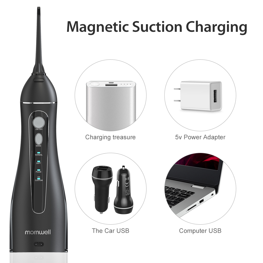 4 Modes Portable Oral Irrigator 5 Nozzles Cordless Water Dental Flosser USB Rechargeable Water Jet Floss Tooth Pick 200ml
