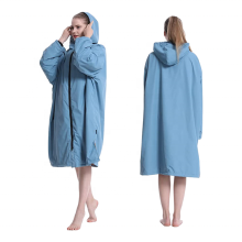 Thick fleece lining waterproof changing robe poncho