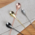 4 Colors Long Handled Stainless Steel Coffee Spoon Dessert Tea Spoons Spiral Pattern Mixing Cocktail Spoon Kitchen Accessories