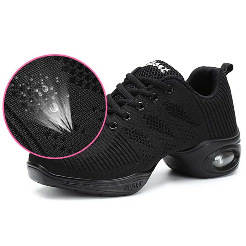 Women New PU Soft Outsole Sneakers Comfortable Dance Shoes Breath Woven Mesh Modern Jazz Sports Feature Dance Sneakers