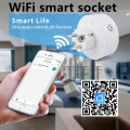 10A European Standard Tuya Wifi Smart Socket Remote Control With Recording Power Function Voice Control Work With Amazon Alexa