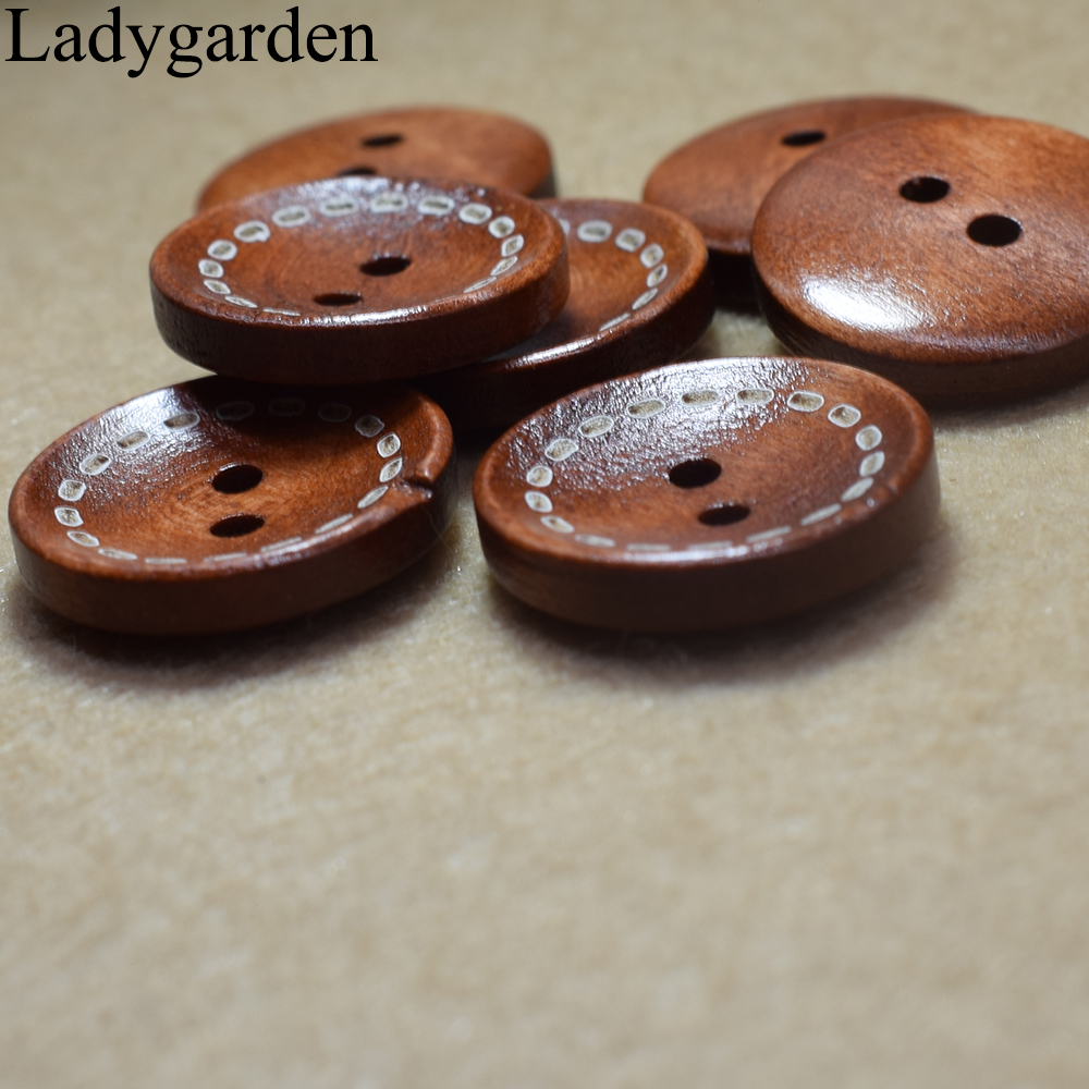 20MM Dashed Wooden Buttons Diy Sewing Garment Accessories Wooden Flatback Button for Scrapbooking Decoration
