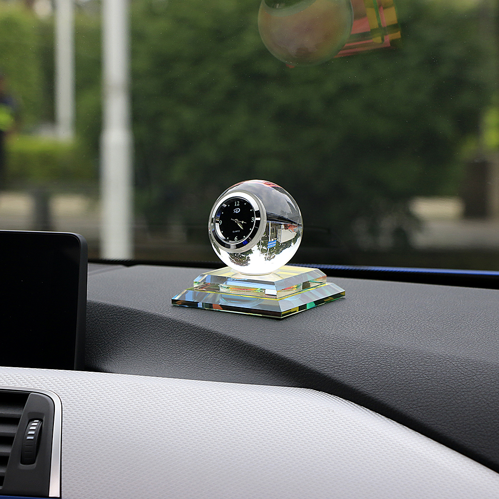 Car Ornament Crystal Ball Decoration Clock Auto Watch Automobiles Interior Dashboard Decor Clock In Automotive Accessories Gift