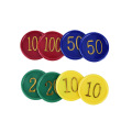 160Pcs Plastic Poker Chip with 4 Golden Large Numbers Printing for Gaming Tokens Plastic Coins - Yellow+Green+Red+Blue