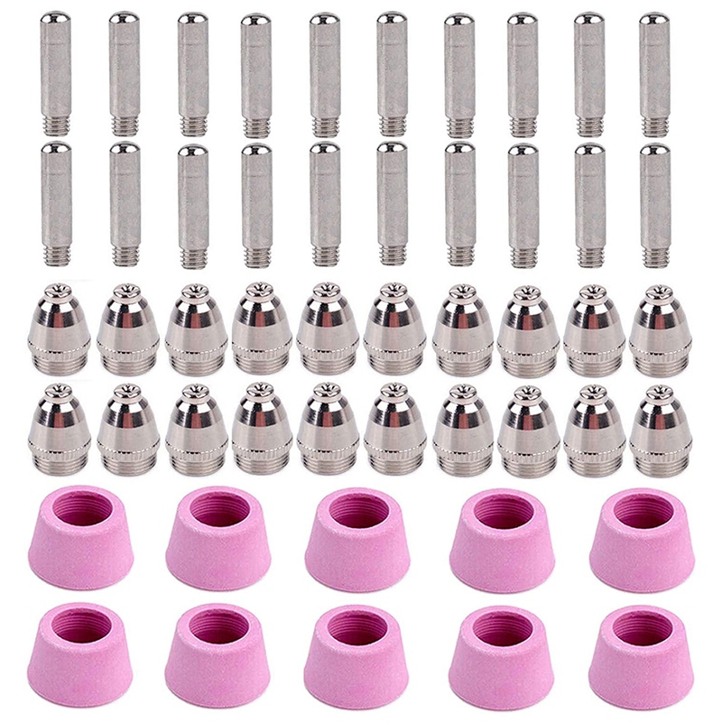 50Pcs Plasma Cutter Torch Consumables Electrode Nozzles Cups Kit For AG-60 SG-55 WSD-60 Fit CUT-60 LGK-60 Plasma Cutter