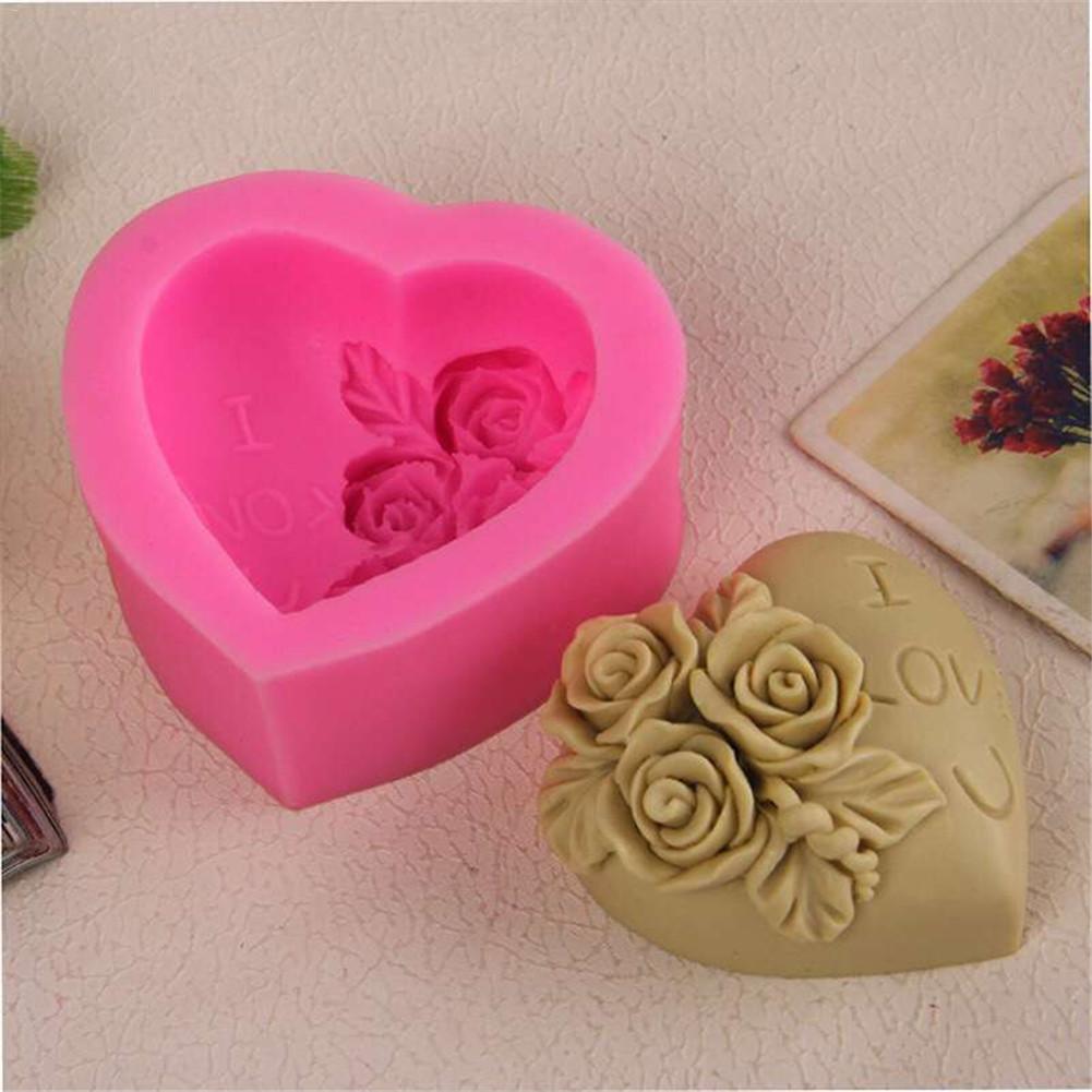 Rose Flowers Soap Mold Chocolate Cake Decorating Tools Baking Fondant Silicone Mold DIY Handmade Soap Making Candle Resin Molds