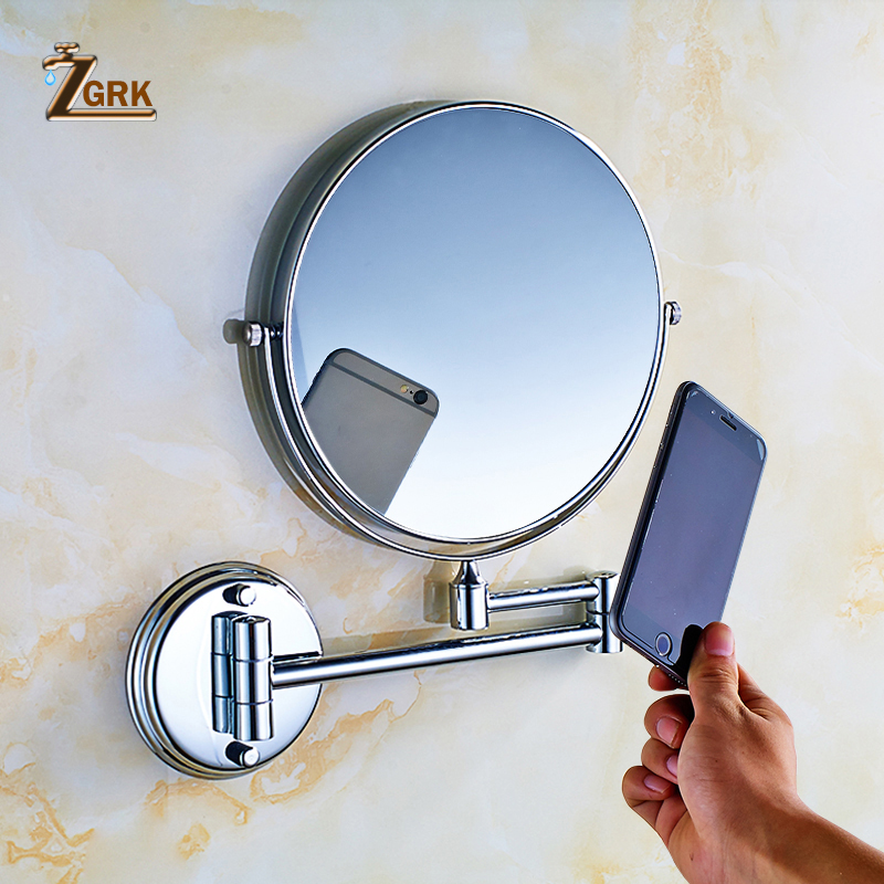 ZGRK Bath Mirror 1X/3X Magnification Wall Mounted Finish Bathroom Accessories Adjustable Cosmetic Mirror 2-Face Bathroom Mirror