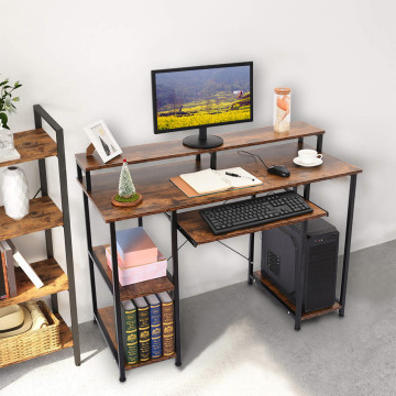 Modern Computer Desk With Storage Shelves Home Computer Desks Learning Desk Workstation Black Escritorios De Habitación