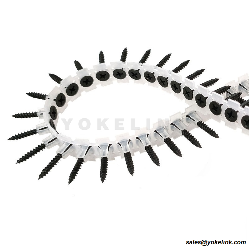 Coarse Thread 3.5 3.9 Collated Drywall Screws Black Phosphate, Zinc Yellow Collated Screws (17)