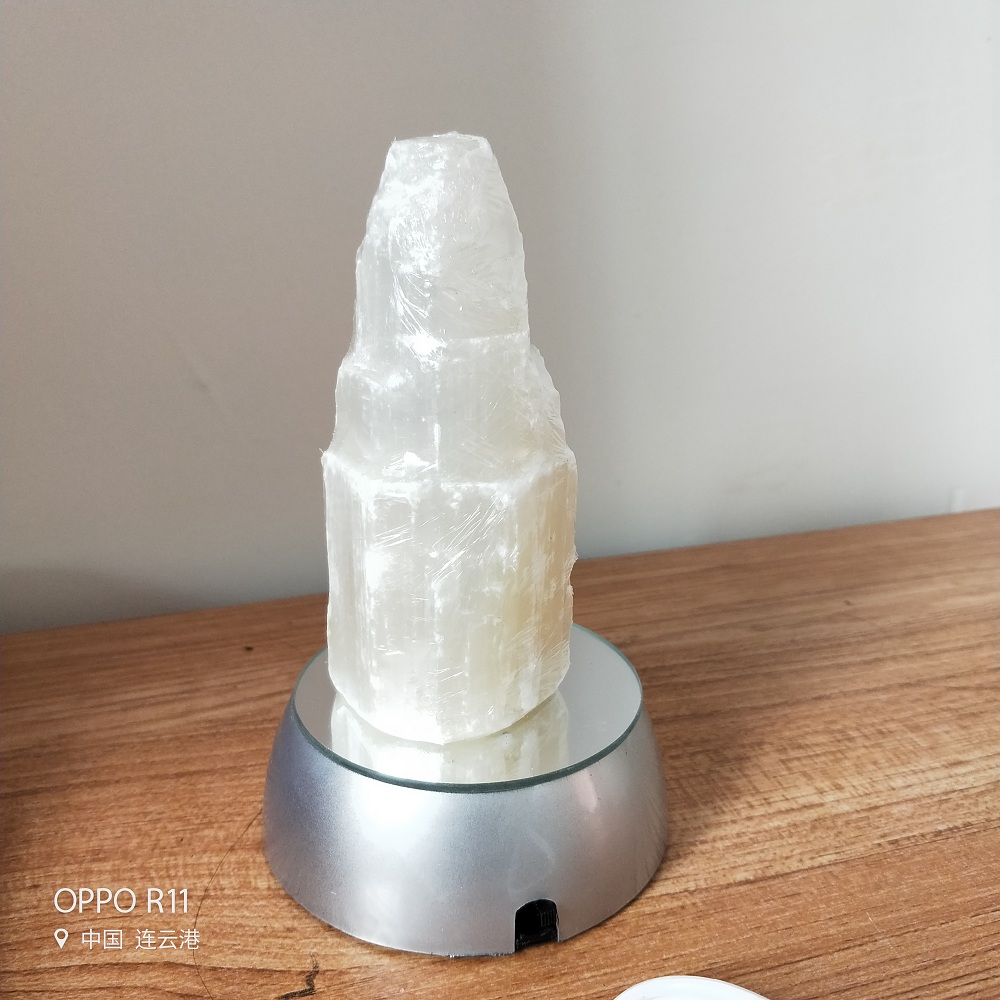 1pcs Selenite White Lamp Base Natural Crystal Stone Quartz Mineral Selenite Lamp Base Healing purifying air