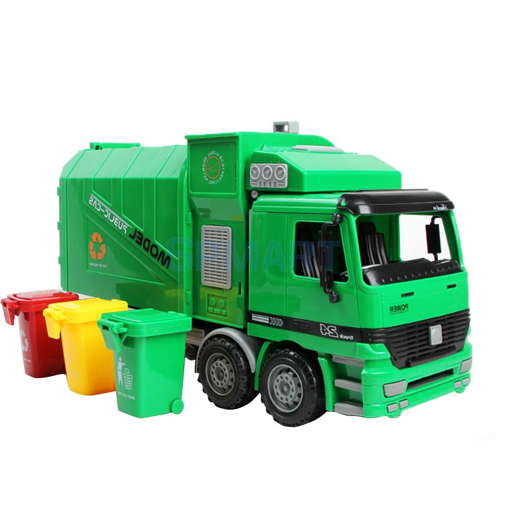 MagiDeal 1:22 Kids Children Toddler Super Large Die Cast Pull Back Sanitation Garbage Truck Model Cool Toy Xmas Gift Green