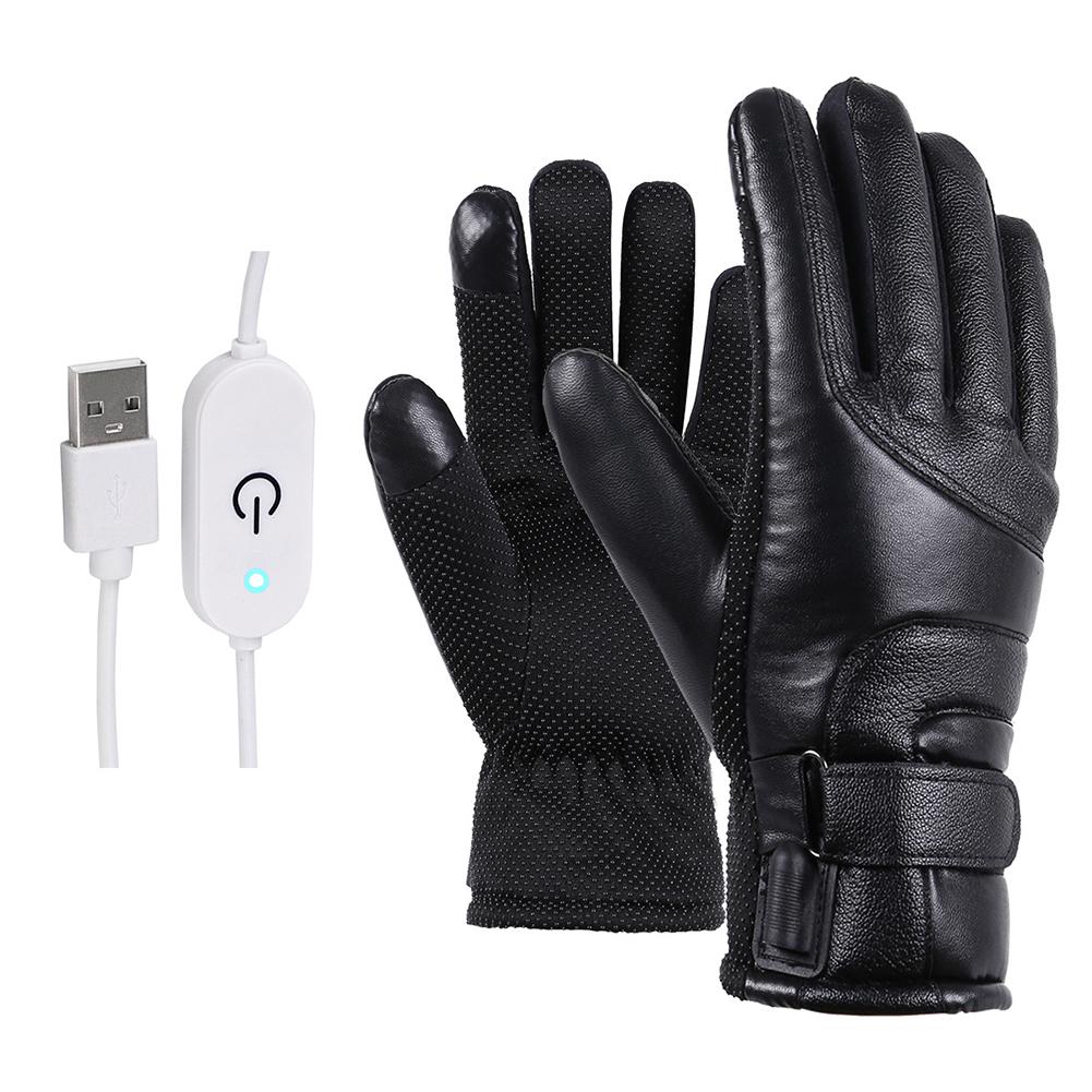 Motorcycle Electric Heated Gloves Polyester & Cotton Windproof Cycling Skiing Warm Heating Gloves USB Powered For Men Women