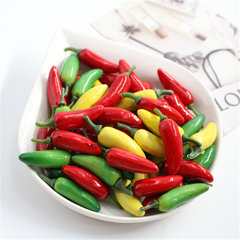 10 PCS Artificial Plastic Simulation Chili Pepper Plants Corsage Putting Fruit Vegetables For New Year's Home Decoration