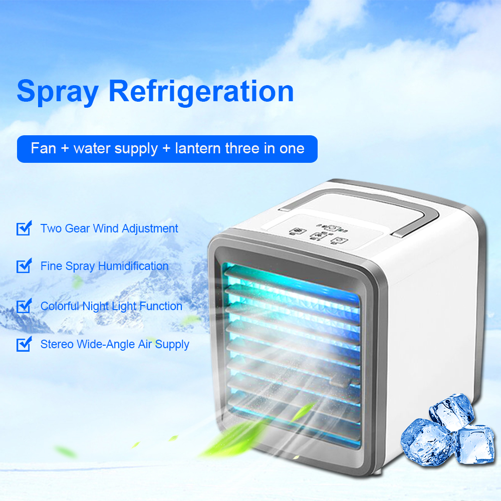 2020 Upgraded Air Conditioner Mini Cooling Fan Portable USB Rechargeable Air Conditioning Fan Home Office Desktop Fan