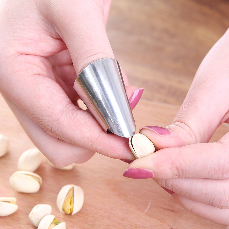 100 Pcs/lot Stainless Steel Peeling Tool Iron Nail Cover For Broad Bean Pine Nuts Pistachio Kitchen Anti Cutting Sleeve