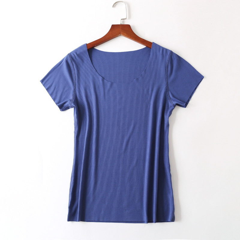 90% Bamboo Fiber Women Pink Plain Simple T Shirt Short Sleeve Female Soft Tops Women's O Collar/O-Neck Seamless Basic T-shirt