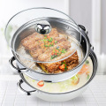 Steamer Pot 28CM Stainless Steel Steam Pot Thicken Double Boiler 2-Layer Steamer Induction Cooker Steaming Pot Soup Pot for Home